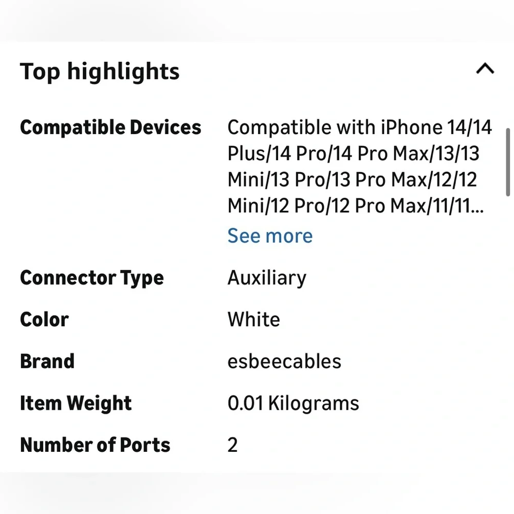 Apple MFi Certified Aux Cord for iPhone, Lightning AUX Audio Cable